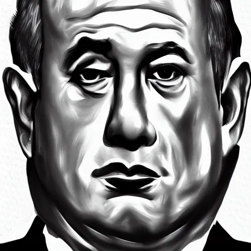 Prompt: Bibi Netanyahu by Hanoch Piven