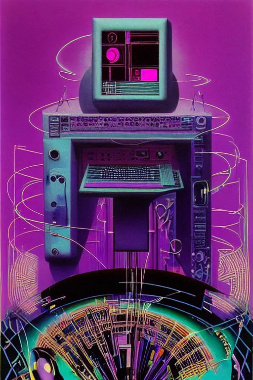 Image similar to 8 0 s art deco man playing synthesizer. speakers, computers, studio,, cinematic dramatic cyberpunk textural fluid lines purple, pink, blue, green. otherworldly vaporwave interesting details fantasy lut epic composition by basquiat zdzisław beksinski james jean artgerm rutkowski moebius francis bacon gustav klimt