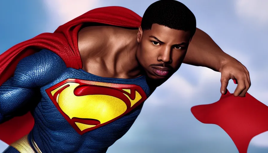 Prompt: Michael B. Jordan is Superman, hyperdetailed, artstation, cgsociety, 8k