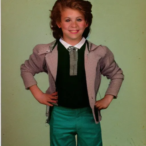 Prompt: tacky school portrait from the 80s, dusty old photo,