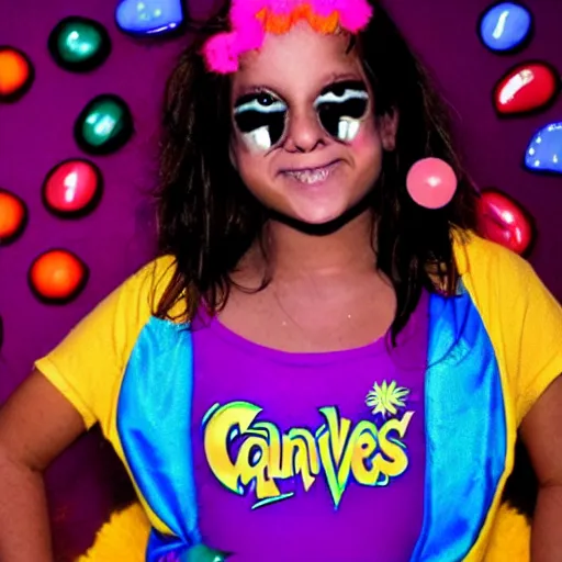 Image similar to kamala as 2 0 0 0's candy raver