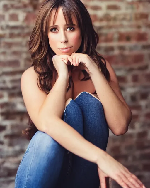 Image similar to An extremely beautiful studio photo of Jennifer Love Hewitt, 20 years old, bokeh, 90mm, f/1.4