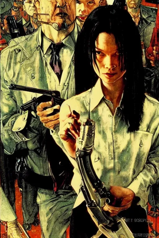 Image similar to Neo from Matrix painted by Norman Rockwell