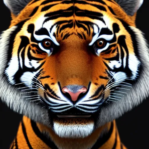 Prompt: portrait of a tiger in a suit, ultra detail, ultra realistic, unreal engine, 8 k