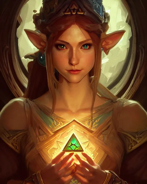 Prompt: legend of Zelda, D&D, fantasy, intricate, elegant, highly detailed, digital painting, artstation, concept art, matte, sharp focus, illustration, hearthstone, art by Artgerm and Greg Rutkowski and Alphonse Mucha