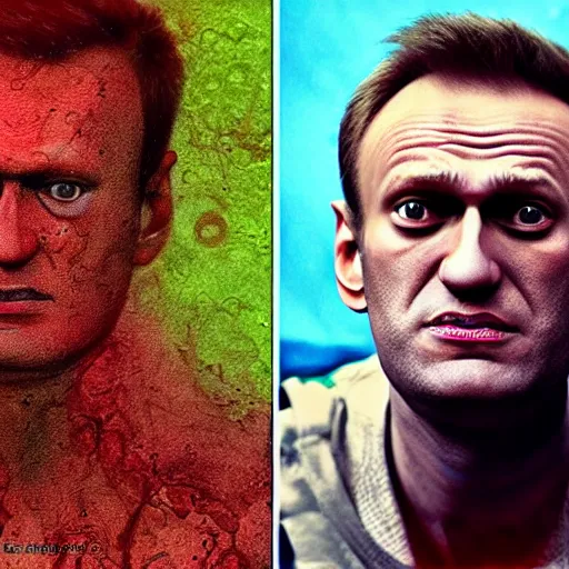 Image similar to navalny became bloody ugly lovecraftian degenerate abomination, photo - realistic, color image, 2 k, highly detailed, bodyhorror, occult art