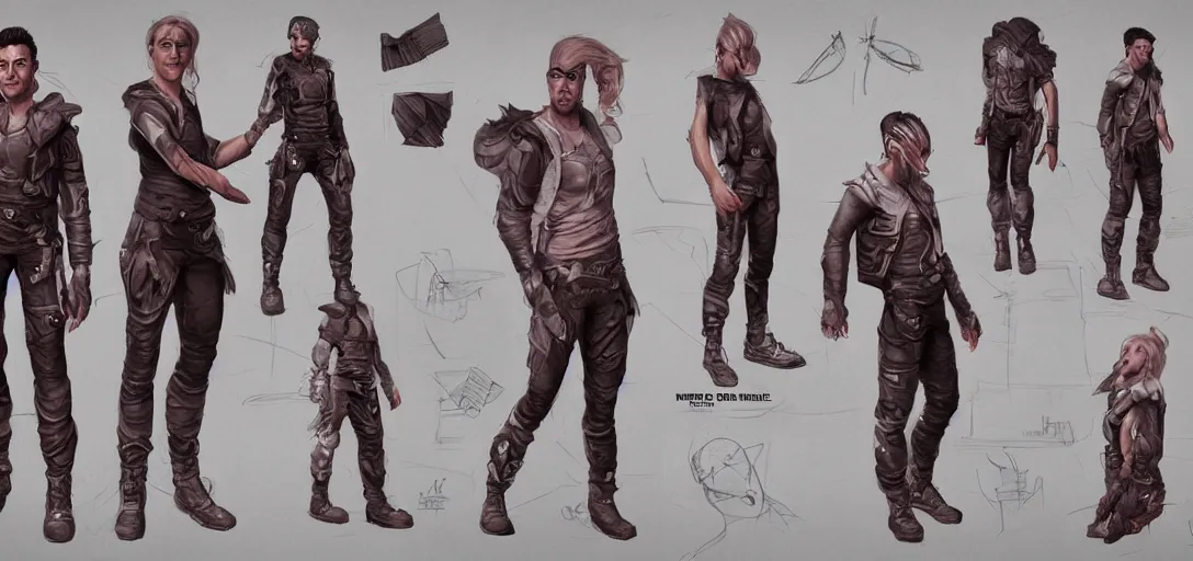 Prompt: character sheet concept art of xavi hernandez, renaissance, futurepunk, parkour, rebel, realistic, hyper realistic, photographic, costume, by marc brunet and artgerm