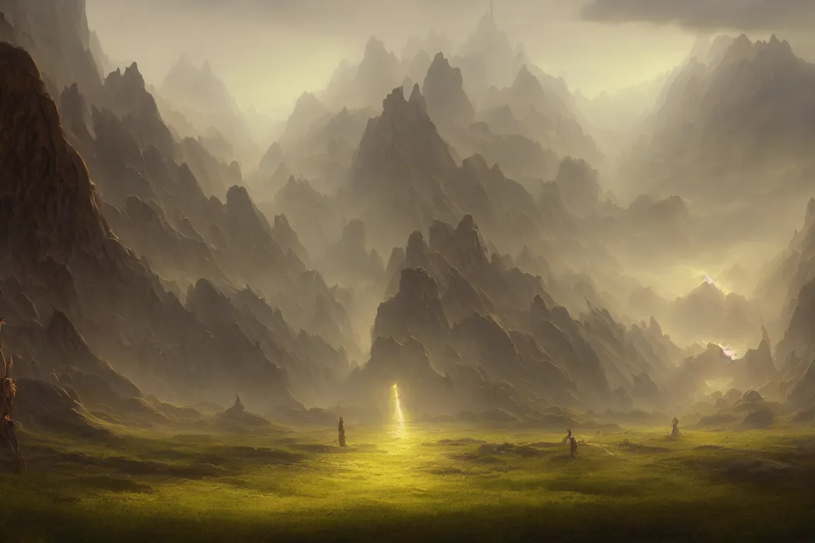 Image similar to ethereal otherworldly landscape concept art by christophe vacher, john howe, filip hodas, mike winkelmann, jessica rossier, andreas rocha, bruce pennington