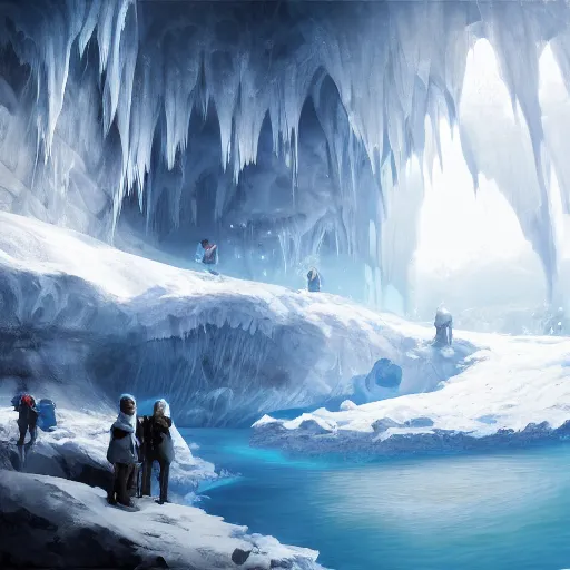 Image similar to ice cave, digital paintting, artstation, high quality