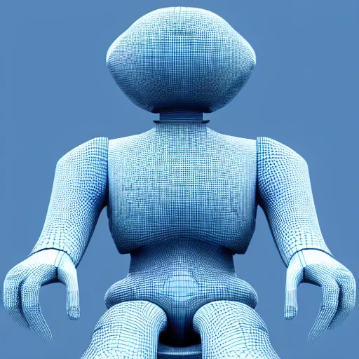 Prompt: 3d bot sitting in a blue room