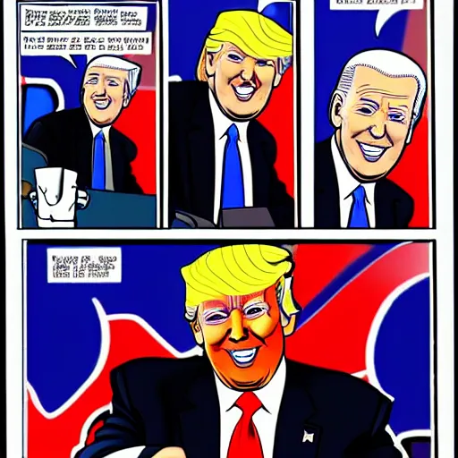 Donald trump twerking on joe biden, comic book style, | Stable ...