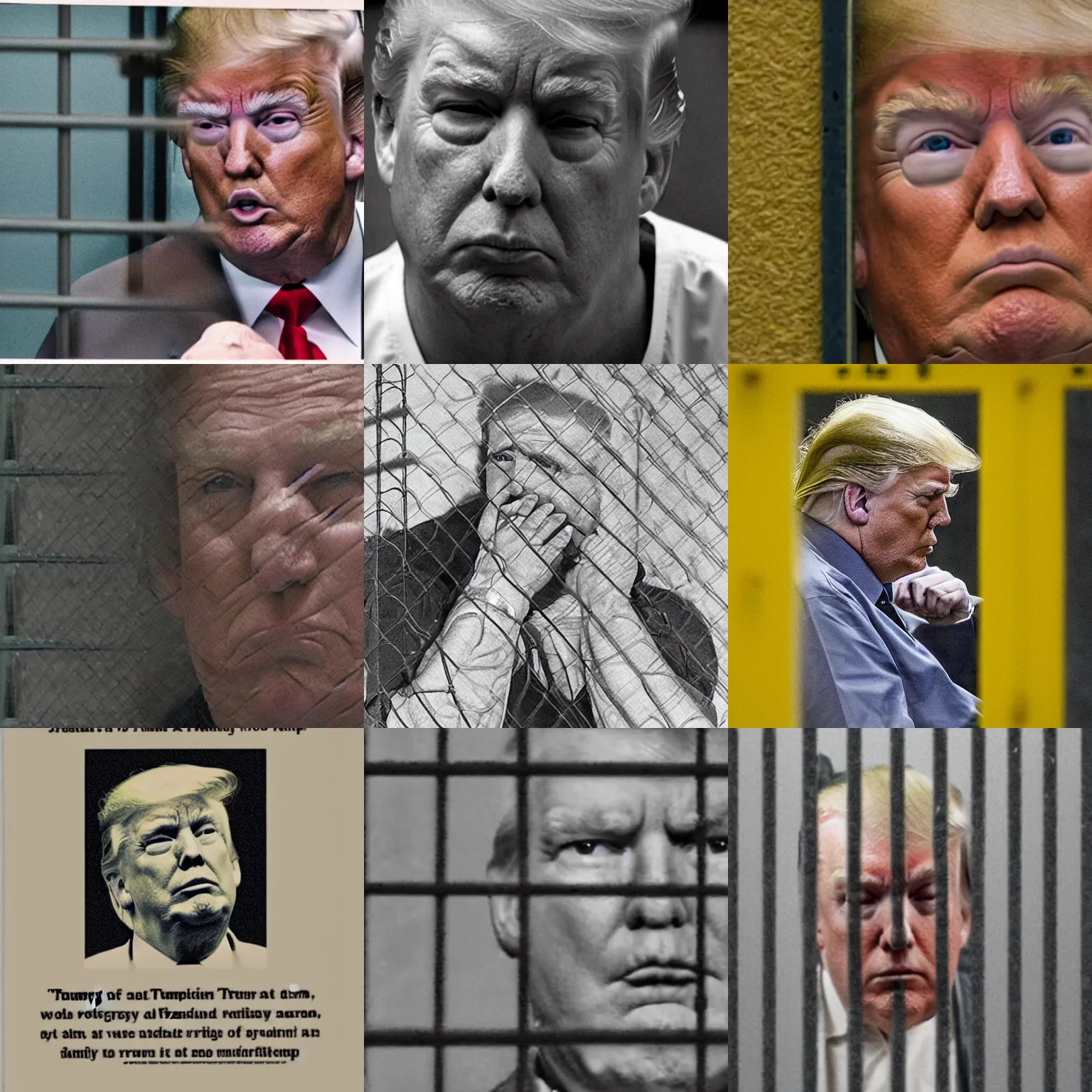 Prompt: photograph of trump in jail, crying