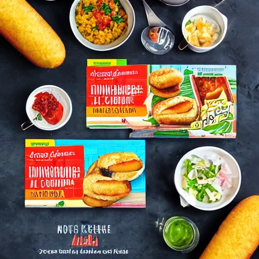 Image similar to advertisement for corndog dinner meal kits