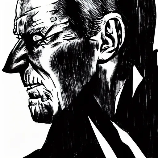 Image similar to Joe Biden looking sinister, by Tsutomu Nihei, highly detailed