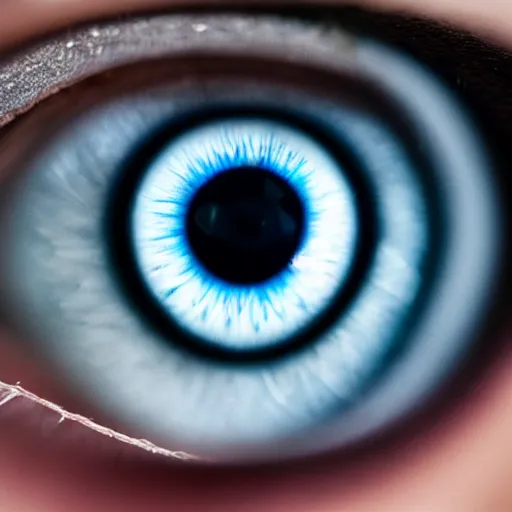 Prompt: A macro photo of blue eye, high detailed