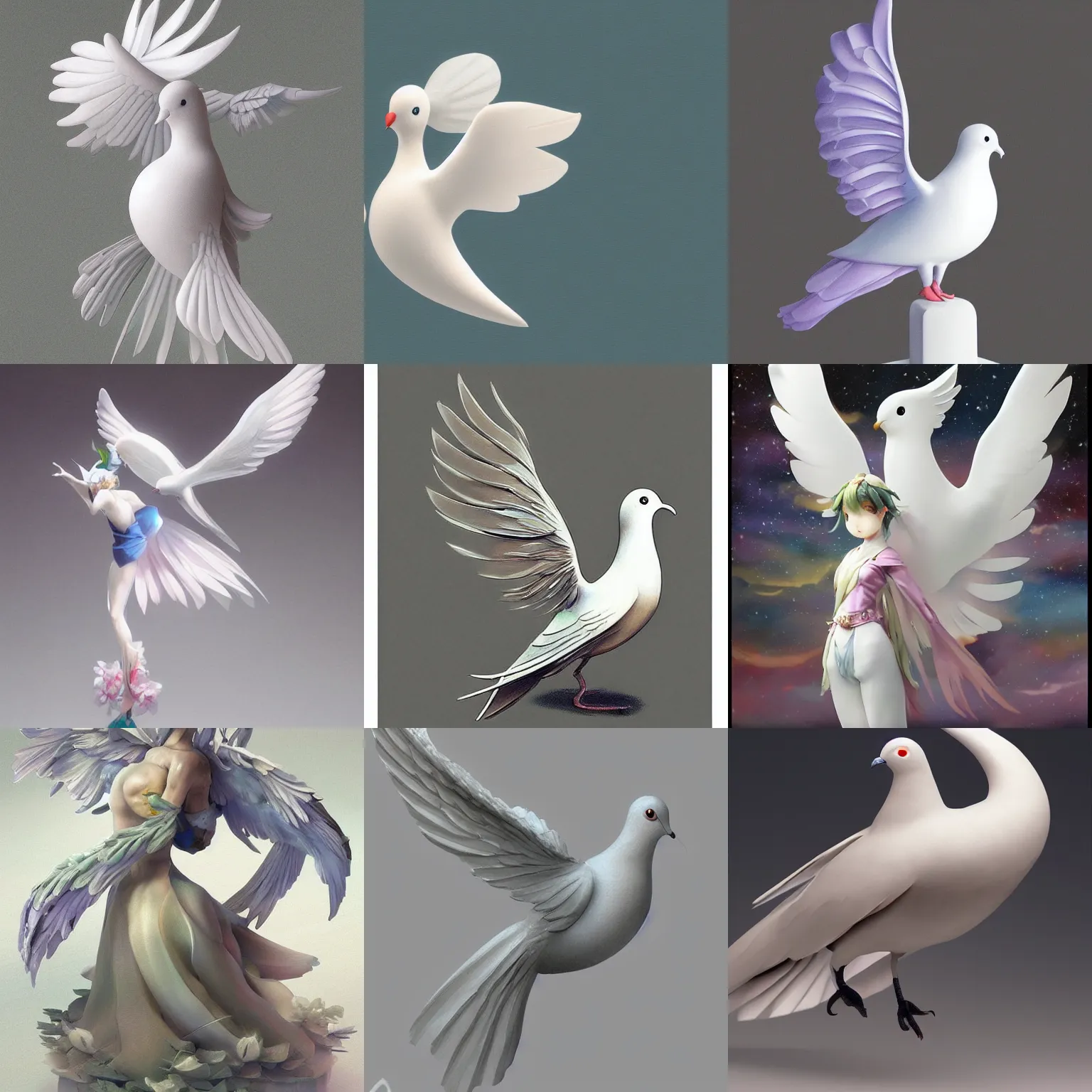 Prompt: a dove of peace, by yoshitaka amano and shinji aramaki and ayami kojim, trending on artstation