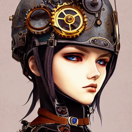 Prompt: ilya kuvshinov, curiosities carnival, soft paint of a single beautiful female in a full steampunk armor, symmetry accurate features, focus, very intricate ultrafine details, award winning masterpiece