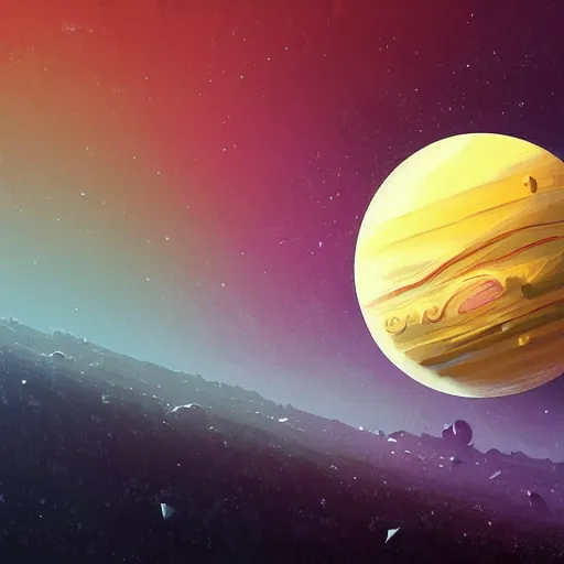 Image similar to a detailed digital painting of a marble - like planet orbiting a large purple sun in a sea of stars, by alena aenami, petros afshar and greg rutkowski trending on artstation, deviantart, planet, clouds, earth, exoplanet, stars, nubulae hubble