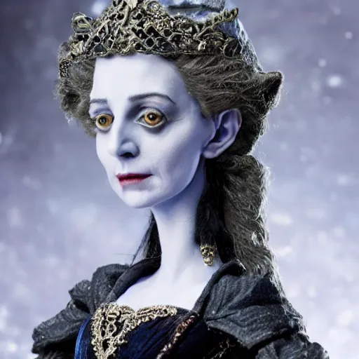 Image similar to photo taken of an epic intricate, ultra detailed, super realistic bust of a majestic gracious regal beautiful aristocratic victorian female vampire stop motion puppet created by weta workshop directed by tim burton, menacing, some zoomed in shots, photorealistic, sharp focus, extremely cold blueish colour temperature, 3 5 mm, f 1. 4
