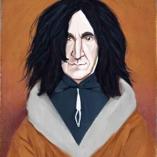 Image similar to A portrait of Severus Snape depicted as a muppet, oil painting