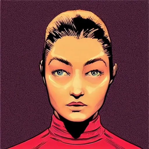 Image similar to “ gigi hadid retro minimalist portrait by jean giraud, moebius starwatcher comic, 8 k ”