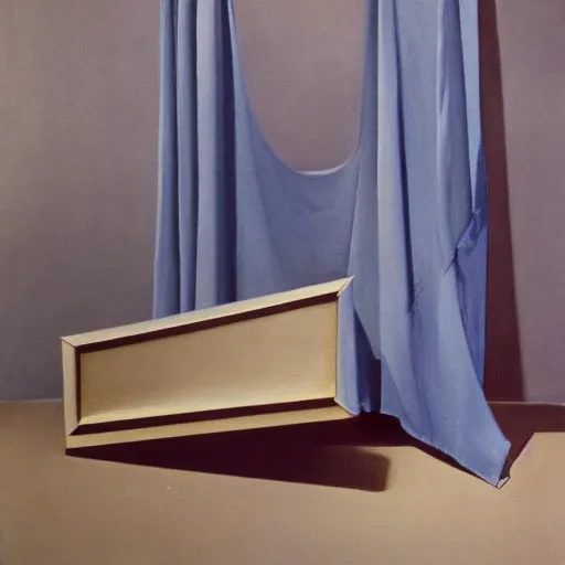 Prompt: a 1 9 7 0 s photograph of a photo studio with a cloth draped over it, an ultrafine detailed painting by kay sage, behance, cubism, cubism, angular, vray tracing