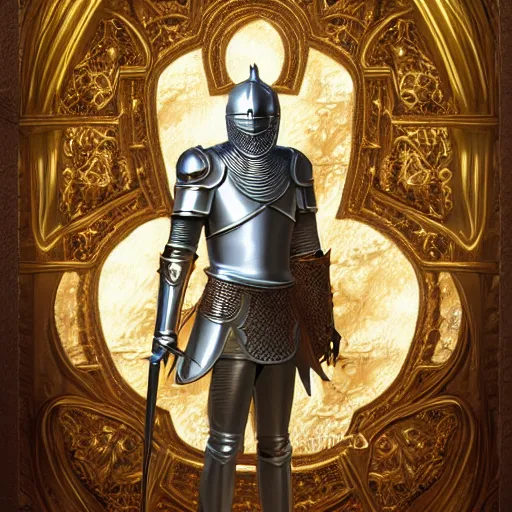 Prompt: knight in full shiny ivory armor standing, full body image, concept art, detailed digital artwork, symmetrical, highly detailed, highly accurate, deep aesthetic, 8 k, highly ornate intricate details, cinematic lighting, rich colors, ray tracing, hyperrealistic, photorealistic, cinematic landscape, trending on artstation,