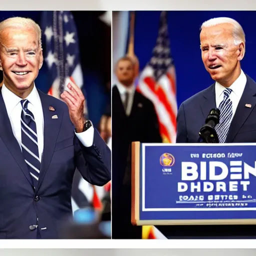 Image similar to A photo of joe biden teams up with a teenage joe biden, perfect faces, 50 mm, award winning photography