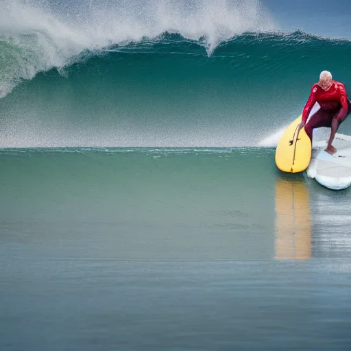 Image similar to an elderly man surfing a wave of baked beans, 🏄♂,, 🌊, canon eos r 3, f / 1. 4, iso 2 0 0, 1 / 1 6 0 s, 8 k, raw, unedited, symmetrical balance, wide angle