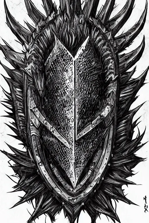 Image similar to thistle armoured warrior, symmetrical, highly detailed, digital art, pointy themed armour, sharp focus, trending on art station, kentaro miura manga art style