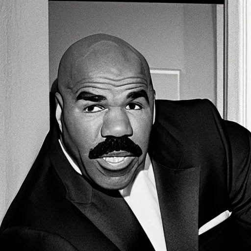 Prompt: Steve Harvey hitting his head on the doorframe