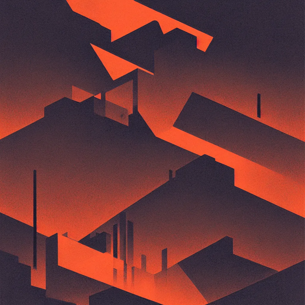 Image similar to mars by, mads berg, karolis strautniekas, film noir, stippled light, dramatic lighting, editorial illustration, detailed, fine texture, matte print, art deco, brutalism, dark blue + dark orange, red, black, ( ( habitat 6 7 background ) )