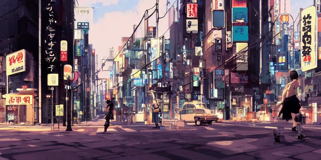 Prompt: empty streets of tokyo, cables, digital painting, masterpiece, by ilya kuvshinov, by frank frazetta, by mbius, by reiq, by hayao miyazaki