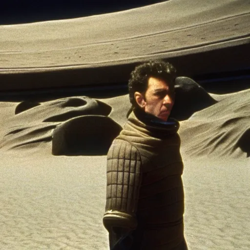 Prompt: kramer in david lynch's dune, movie still