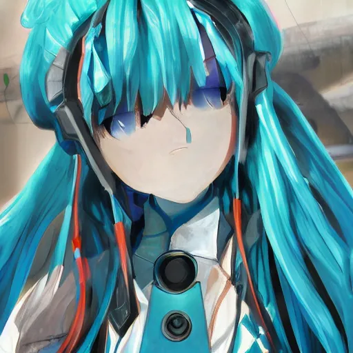 Image similar to Digital art of Hatsune Miku drawing by NakanoArt, trending on Artstation