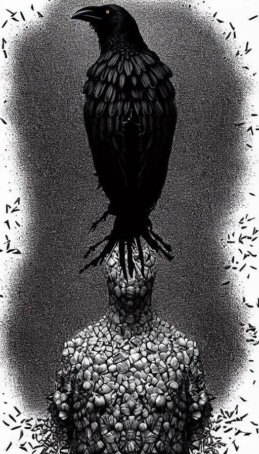 Image similar to epic professional digital art of crow that is a human by dan hillier and julia deville