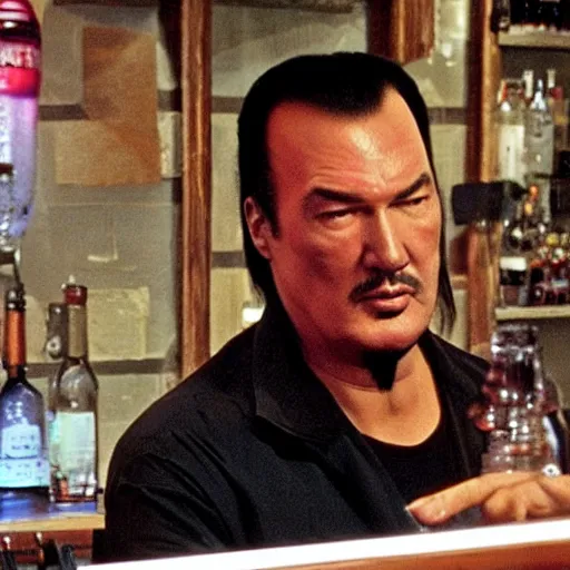 Prompt: steven seagal at a bar, very tired - c 0. 0 0 0 1