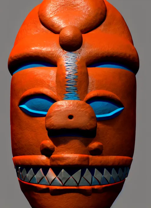 Prompt: tribal maya mask made out of playdough, zbrush, 3 d, 8 k, unreal engine, octane render, hyper quality