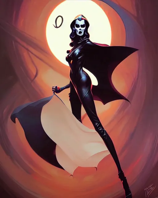 Image similar to peter mohrbacher, phil noto comicbook cover art, jessica alba as lady death