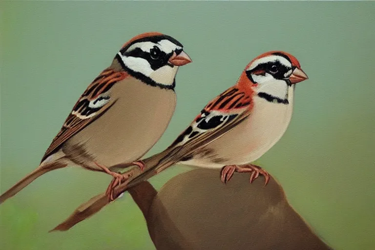 Prompt: the most beautiful painting of a sparrow