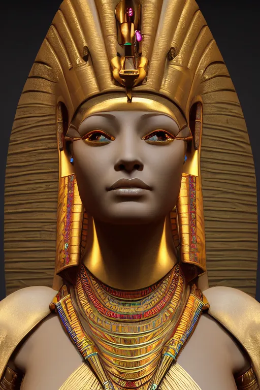 Image similar to a photo of a beautiful egyptian ancient alien woman goddess in jewelery and fractals art nuvo alphonse mucha trending on artstation made in unreal engine 4 octane render in 8 k