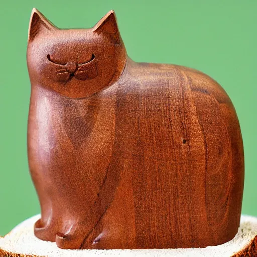 Image similar to wooden statue of a cat on bread