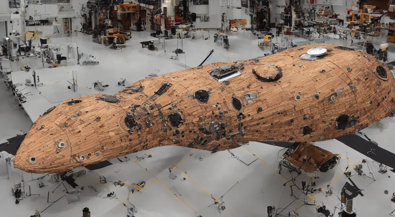 Image similar to spacecraft made out of wood