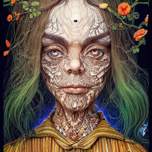 Image similar to beautiful portrait painted in jacek yerka and aykut aydogdu style drawn by vania zouravliov and takato yamamoto, inspired by the wizard of oz, intricate acrylic gouache painting, high detail, sharp high detail, artstation, manga and anime