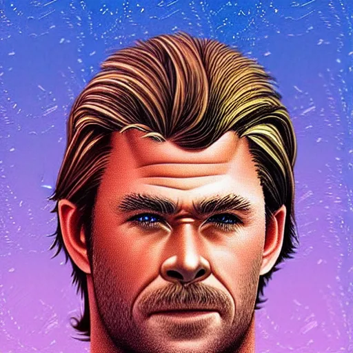 Prompt: “ chris hemsworth retro minimalist portrait by jean giraud, moebius starwatcher comic, 8 k ”