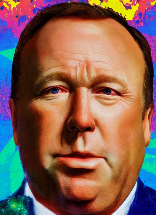 Image similar to alex jones by Zbigniew Brzezinski and lisa frank