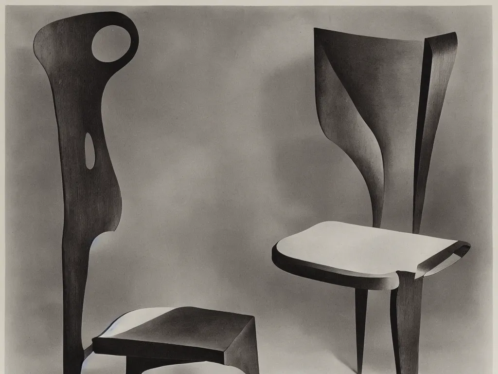 Image similar to modernist chair with bread. karl blossfeldt, salvador dali