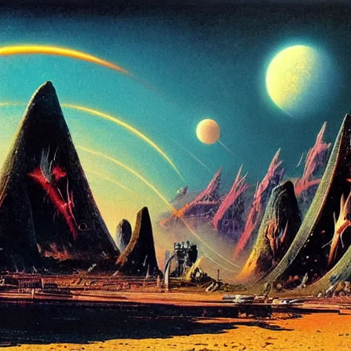 Prompt: retro artwork by Bruce Pennington