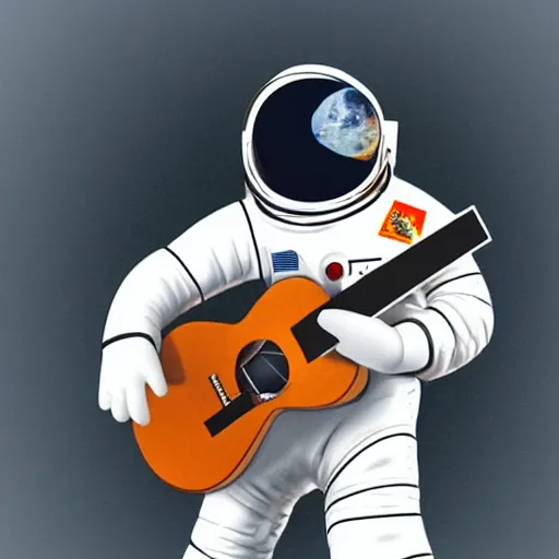 Image similar to an astronaut playing guitar. detailed photo