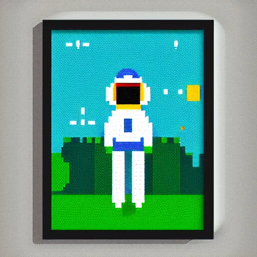 Image similar to pixel art of an astronaut